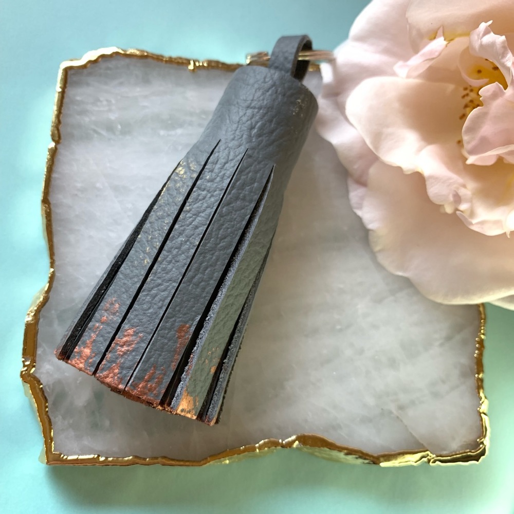 Genuine Leather Tassel with Copper & Gold Accents